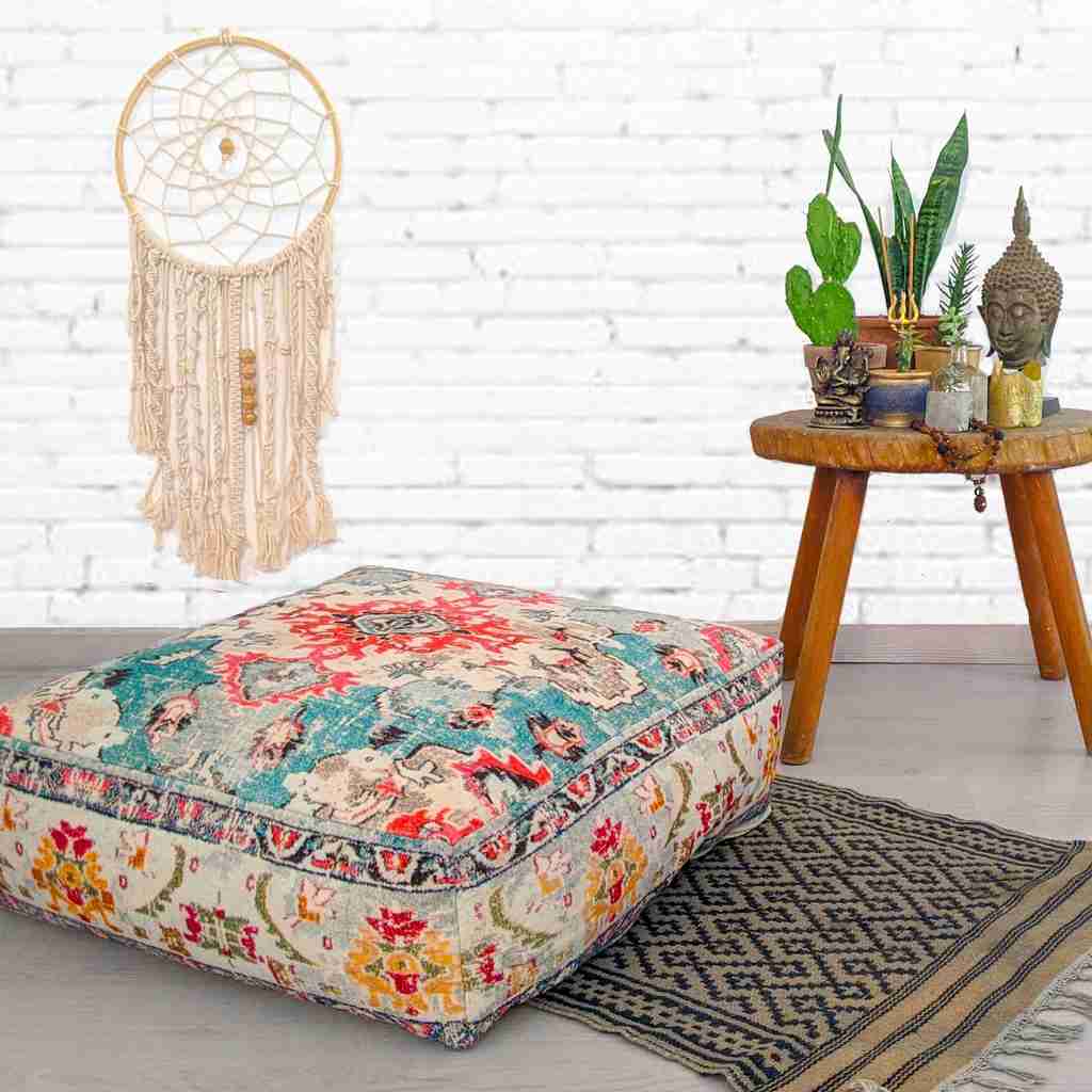 Extra Large Bohemian Floor Cushions in Square Shape Boho Toss Pillows